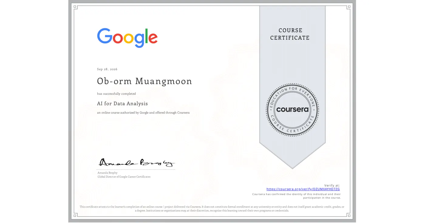 AI for Data Analysis ออกโดย Google