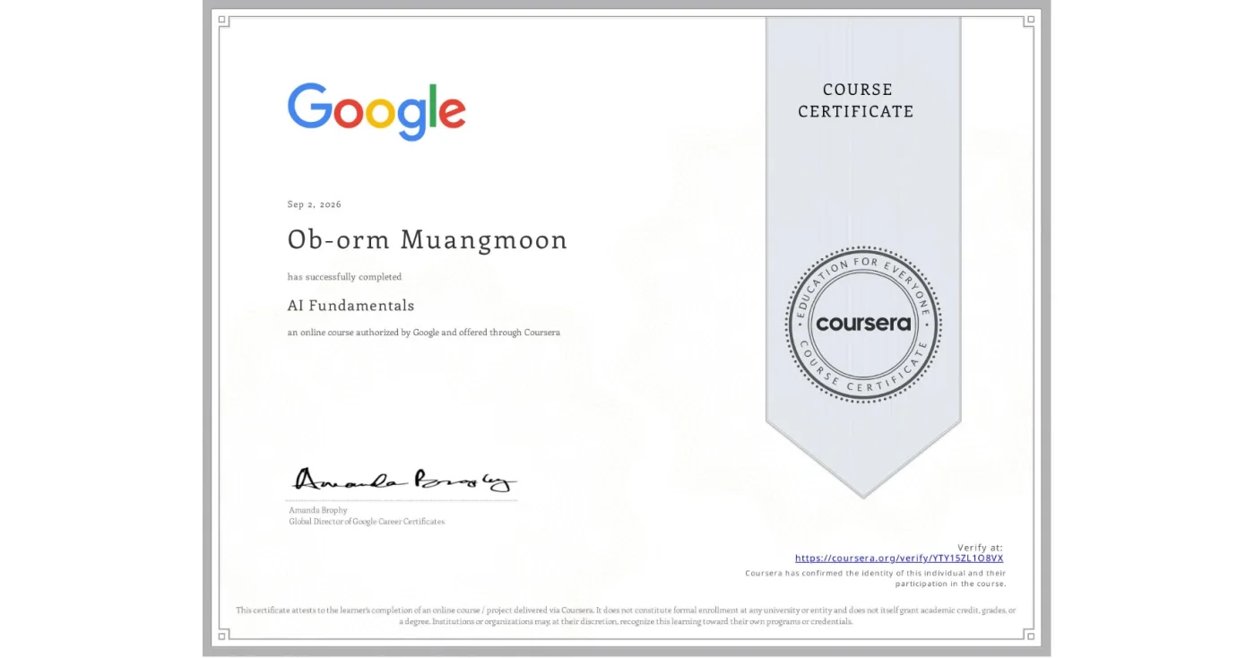 AI Fundamentals ออกโดย Google